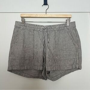 J Crew Shorts 3'' Womens Medium Black White Striped Linen Blend Drawstring